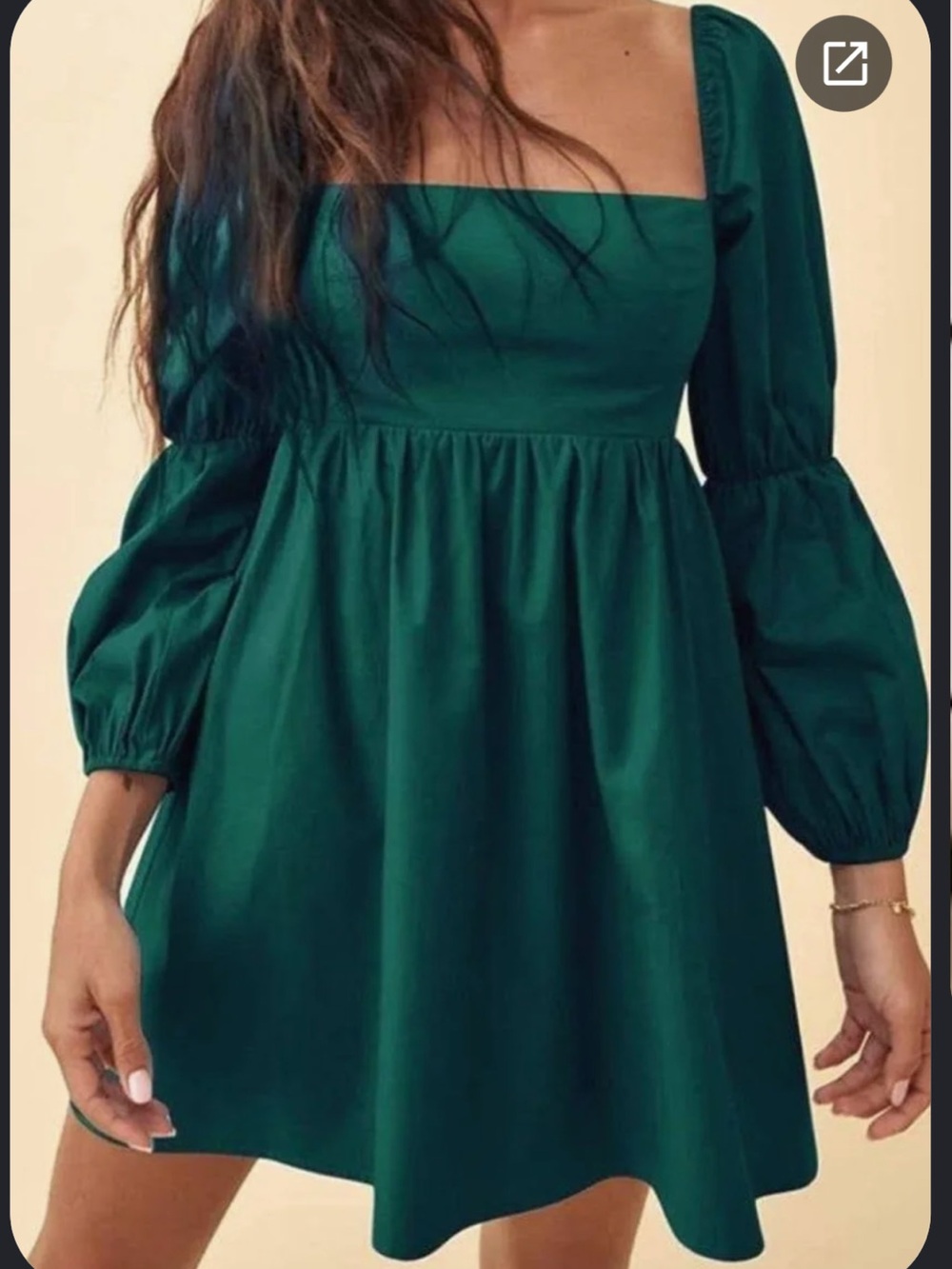 Exlura Emerald Peasant Mini Dress